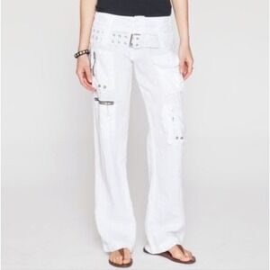 Johnny Was Pete and Greta Marika Cargo Pants Linen in White Size 8